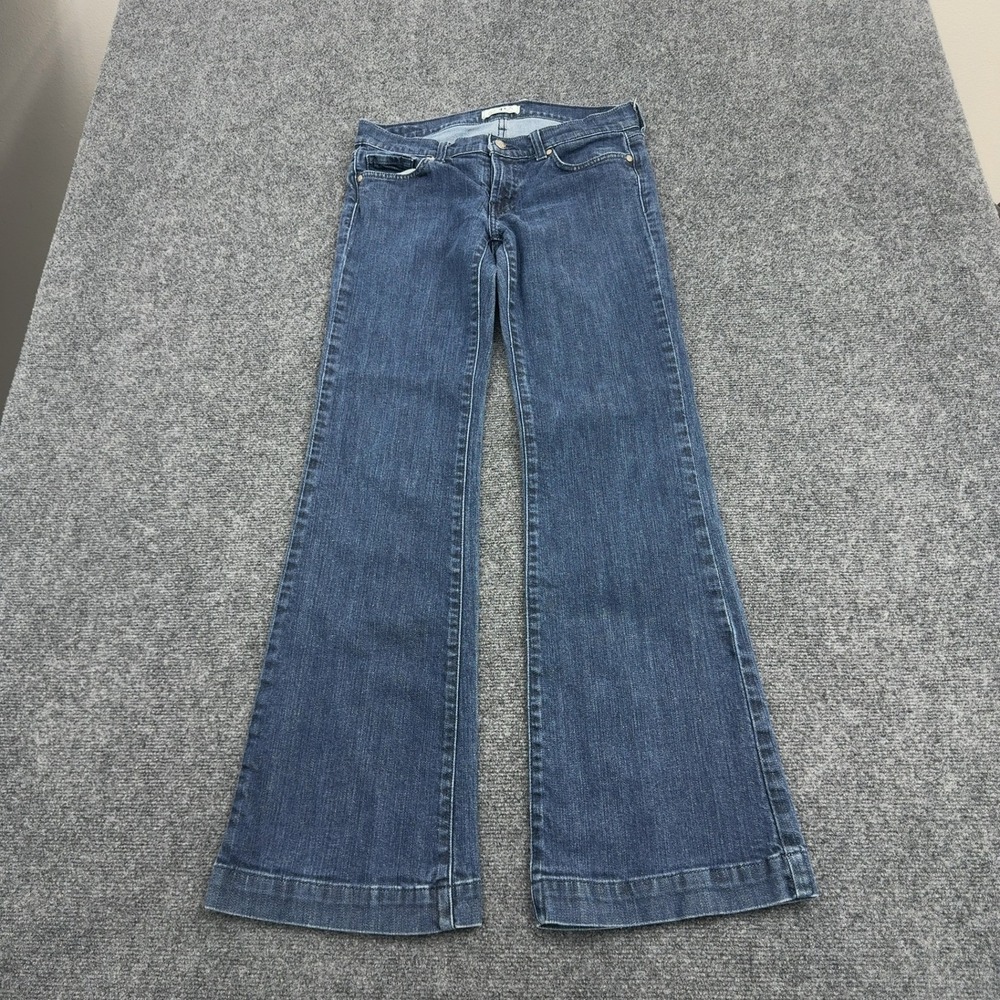 DPD Jeans Womens 29 Blue Cotton Spandex Flare Embroidered Pockets Low Rise Y2K